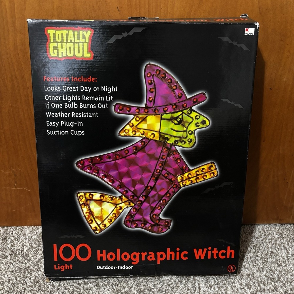 Totally Ghoul Halloween Holographic Witch 100 Light Hanging Decor W/ Box